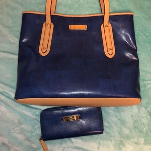 Blue Purse and Wallet Set